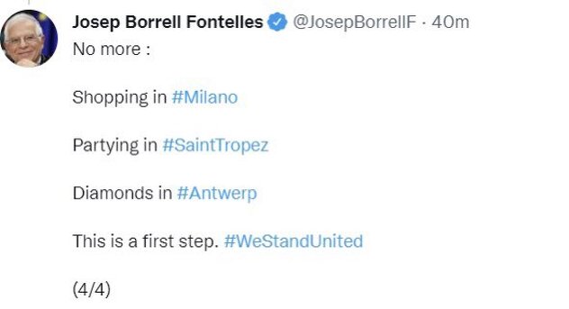 Borrellov komentar koji je brzo obrisan (Foto: Twitter)