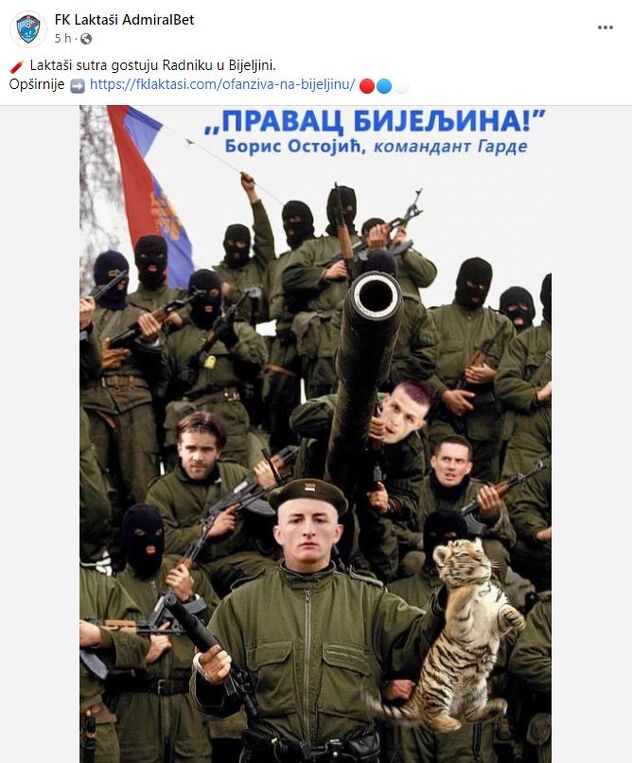 Objava koja je naknadno izbrisana sa Facebook stranice FK Laktaši (Foto: Screenshot)