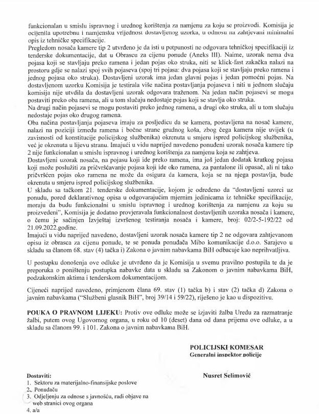 Odluka o poništenju javne nabavke
