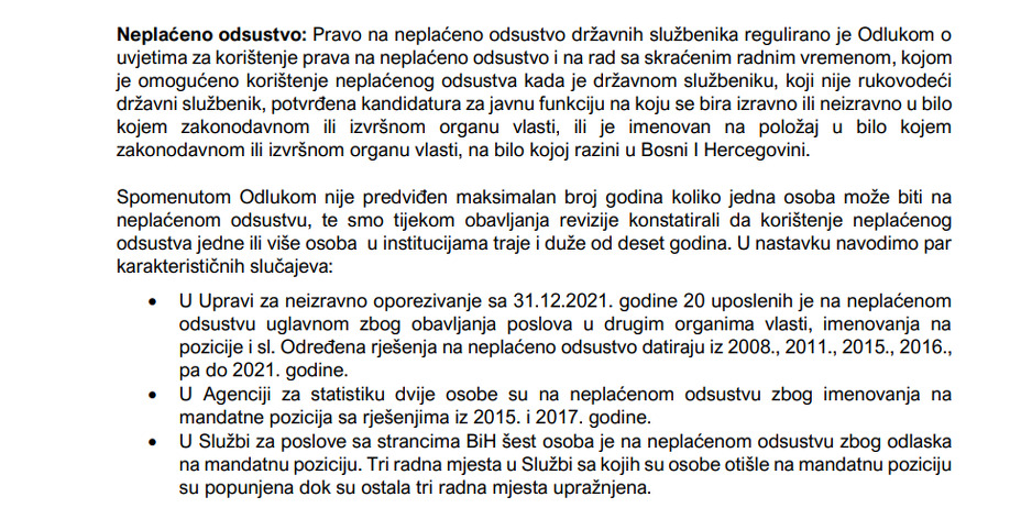 Screenshot: Ured za reviziju institucija BiH
