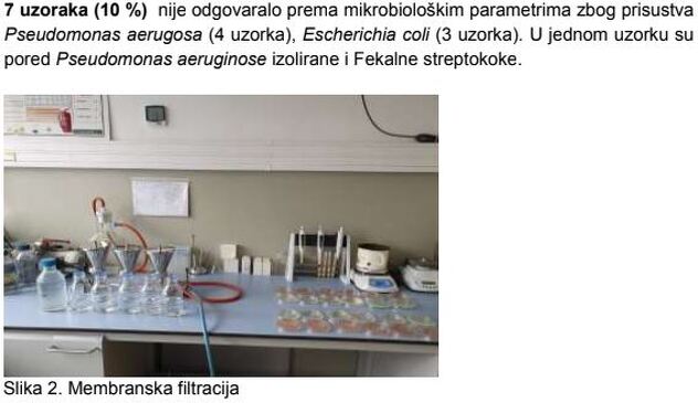 Dio iz zavodovog izvještaja o monitoringu flaširanih voda