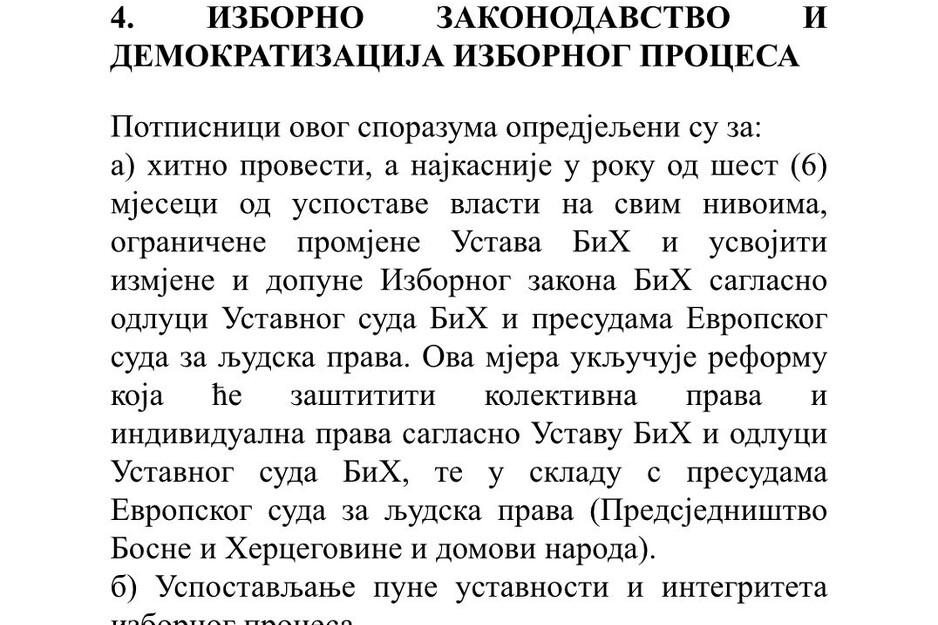 Dio sporazuma koji se odnosi na izborne reforme
