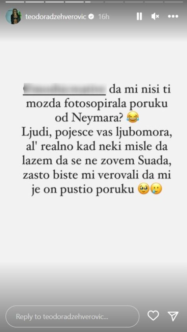 Screenshot: Instagram/teodoradzehverovic