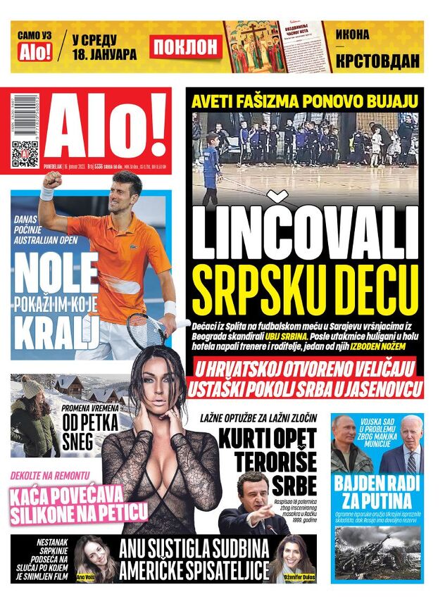 Naslovnica tabloida Alo