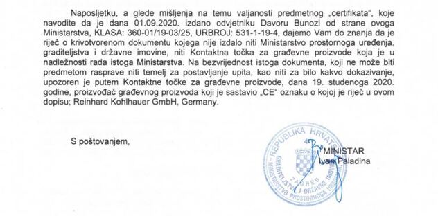 Hrvatsko ministarstvo potvrdilo da je dokument falsifikovan