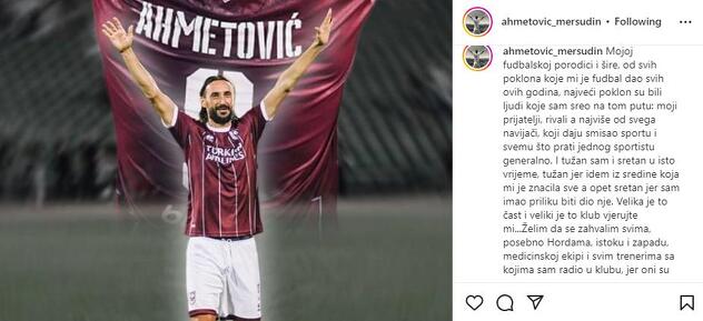 Objava Mersudina Ahmetovića na Instagramu (Foto: Screenshot)
