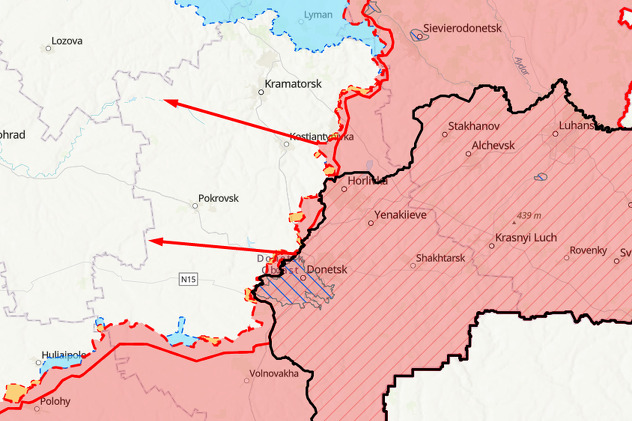 Ciljevi Rusije u oblasti Donjecka (Mapa: ISW)