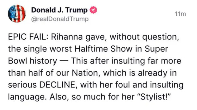Trumpova objava na mreži Truth Social