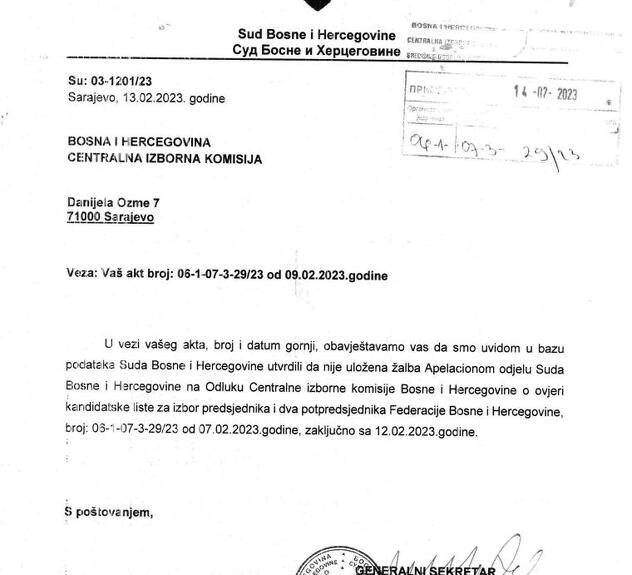 Stav Suda BiH