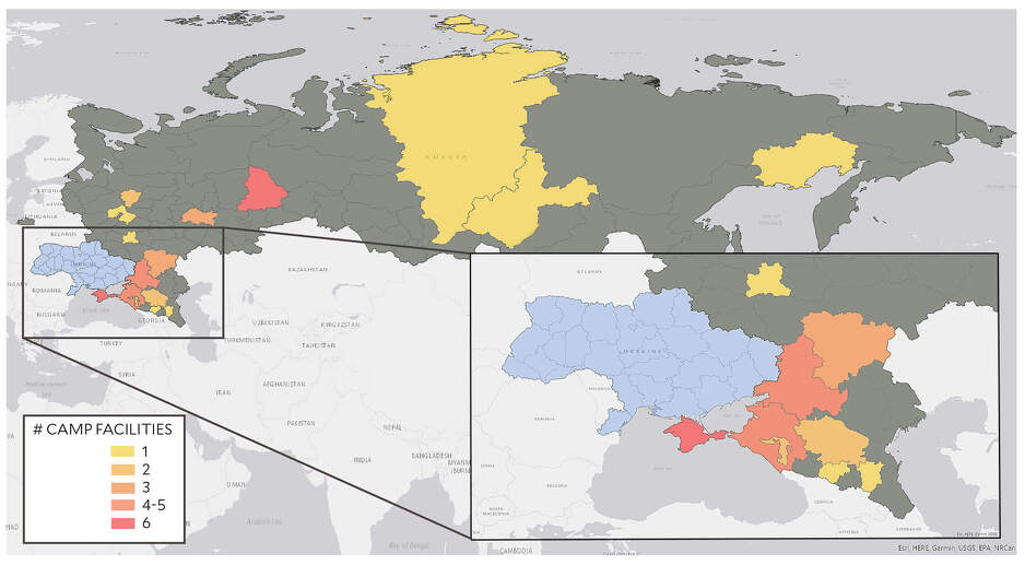 Rasprostranjenost kampova (Mapa: Conflict Observatory)