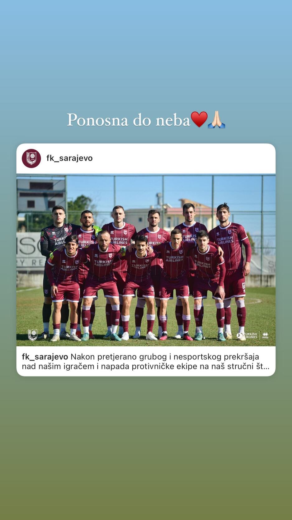 Story direktorice FK Sarajevo Ajle Alimanović (Foto: Instagram)