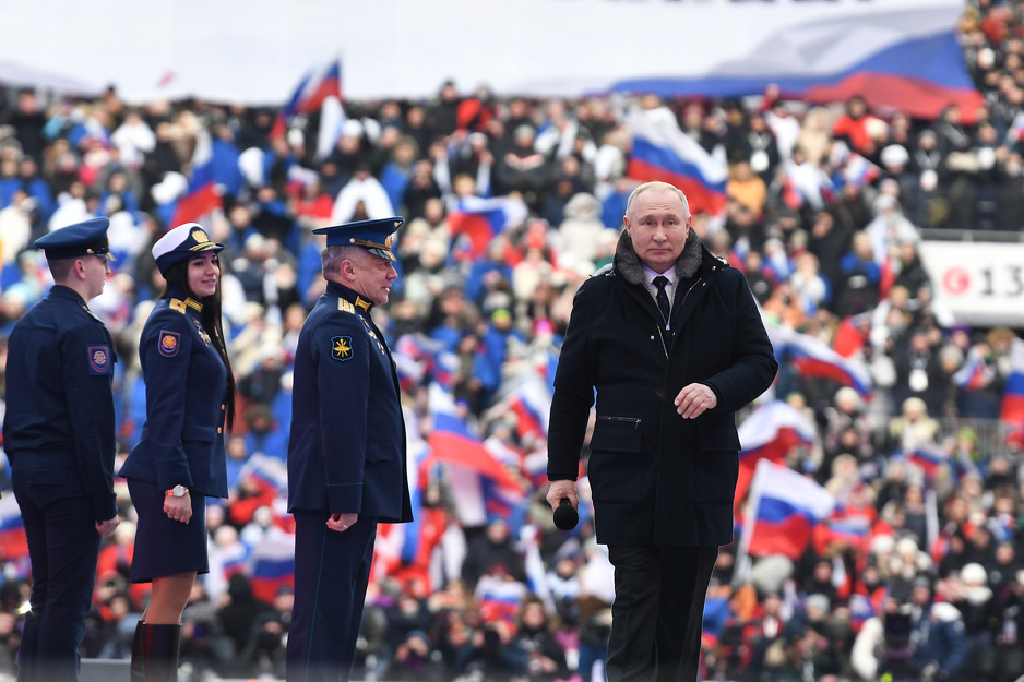 Ruski predsjednik Vladimir Putin na masovnom skupu na stadionu Lužnjiki (Foto: EPA-EFE)