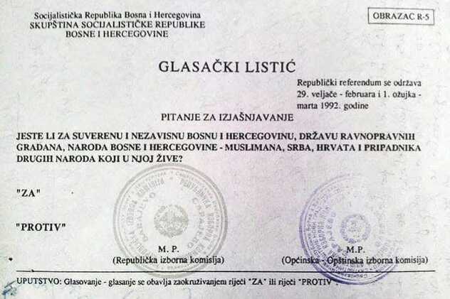 Glasački listić sa referenduma