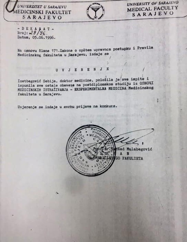 Izvor: Facebook/Sebija Izetbegović