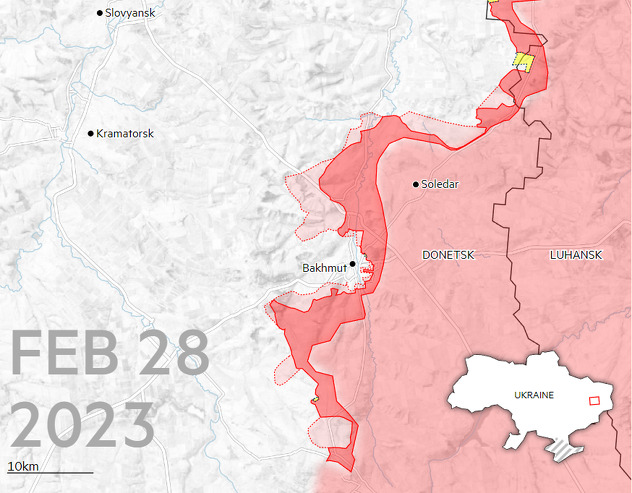 Stanje oko Bahmuta (Mapa: FT/ISW)