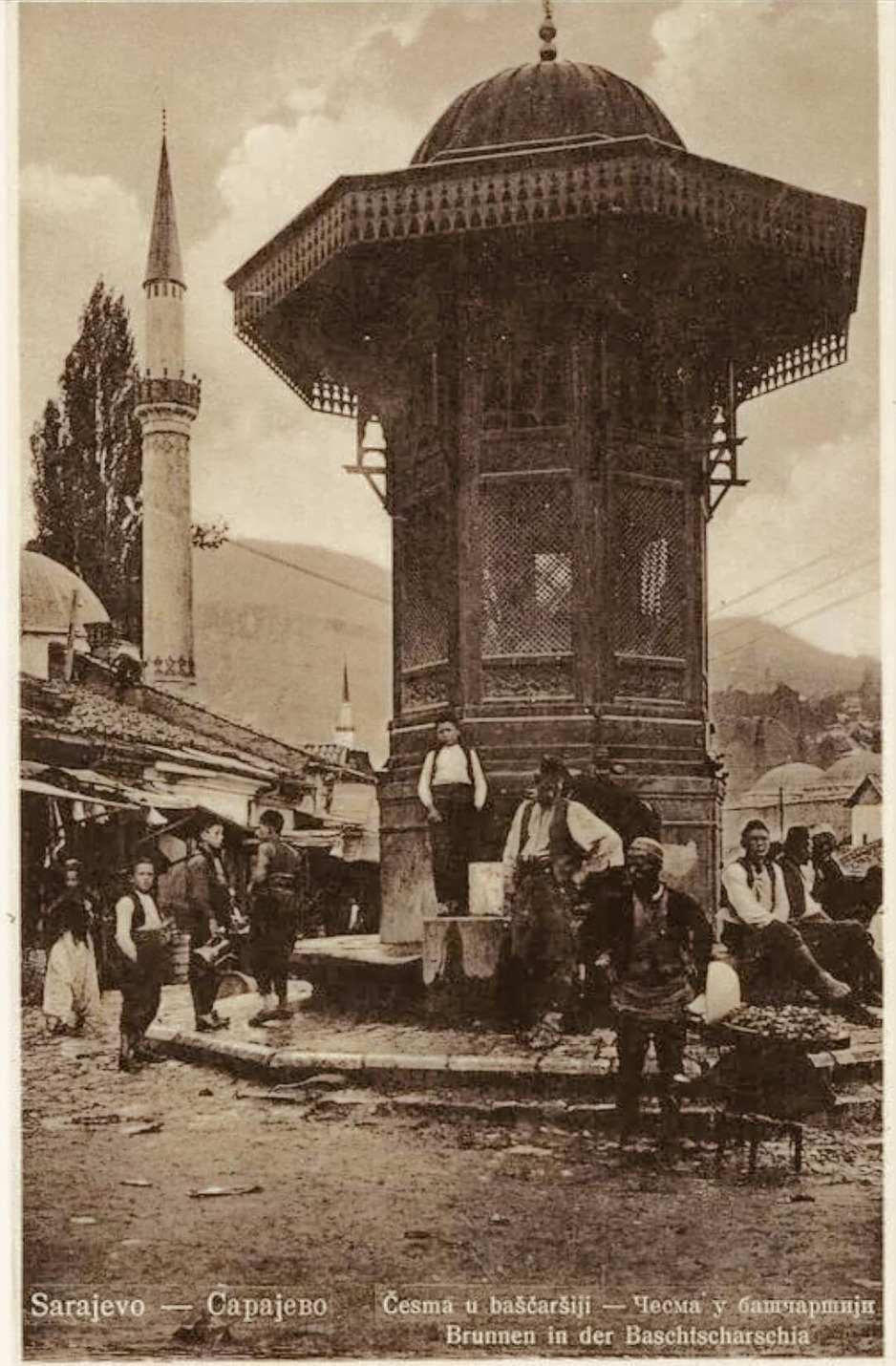 Austro-ugarska razglednica sa sebiljom u prvom planu