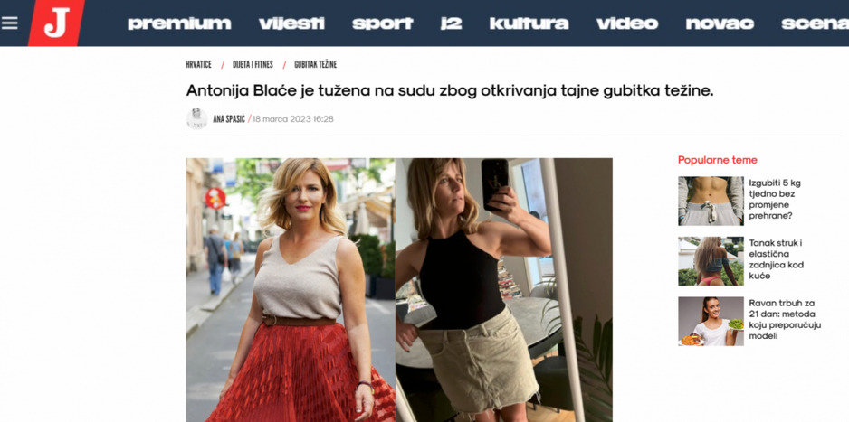 Screenshot sporne stranice