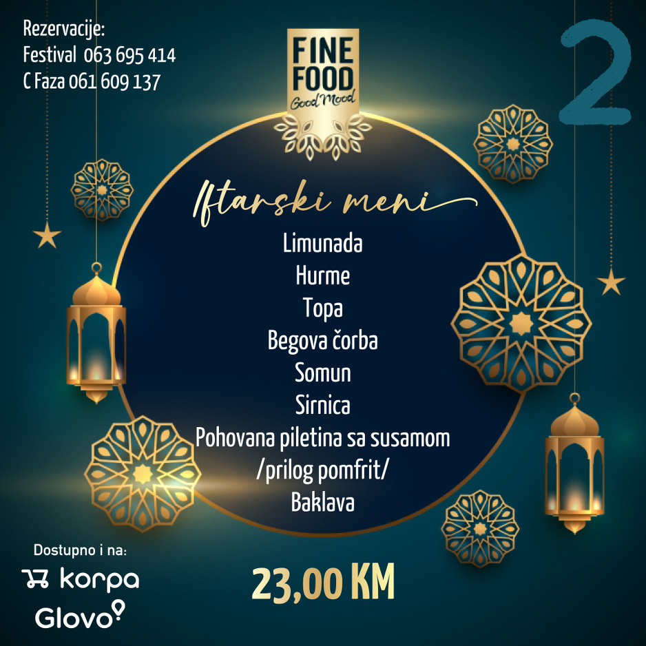 Iftarski meni od 23 KM
