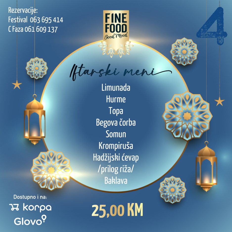 Iftarski meni od 25 KM