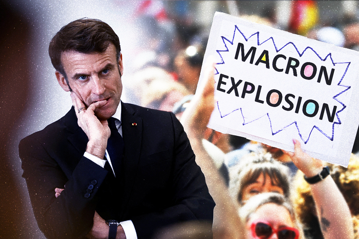 Emmanuel Macron u teškoj situaciji (Ilustracija: A. L./Klix.ba)