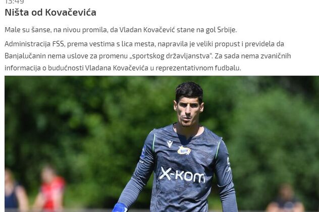 Vijest koju je objavio Sport klub (Foto: Screenshot)