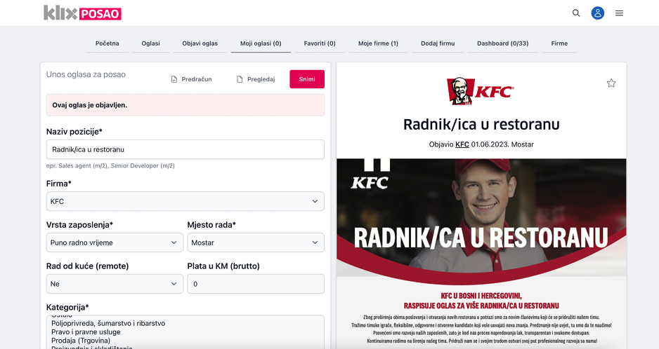 Jednostavna i brza objava oglasa uz live preview