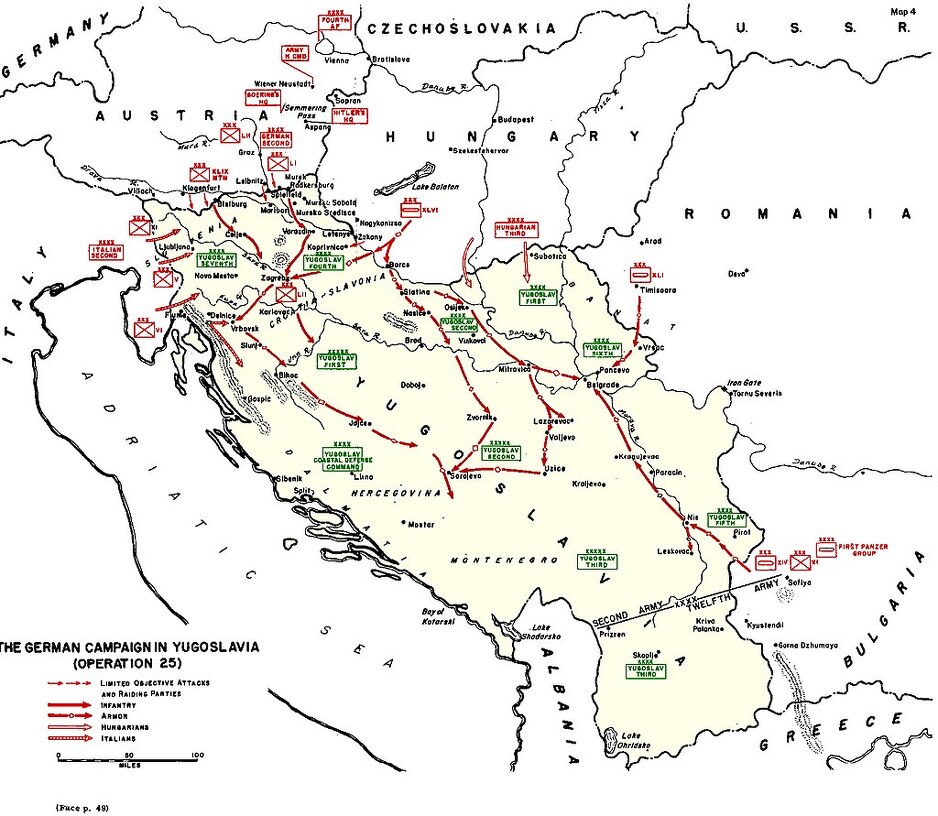 Karta invazije na Jugoslaviju