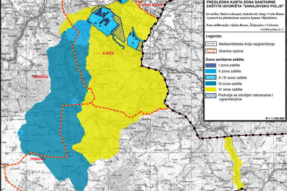 Pregledna karta zone sanitarne zaštite izvorišta