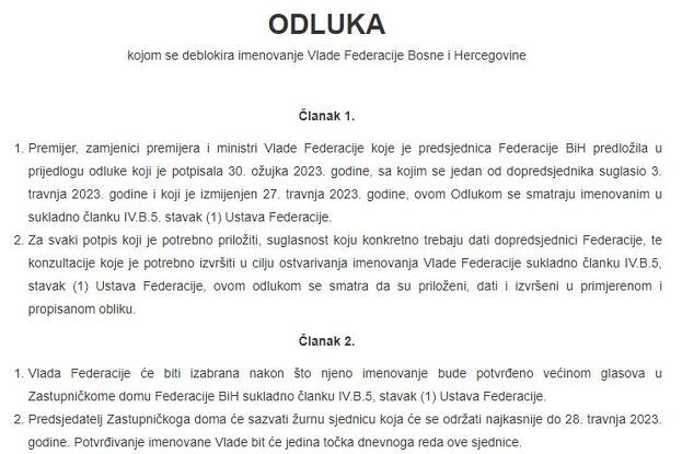 Jučerašnja privremena odluka visokog predstavnika