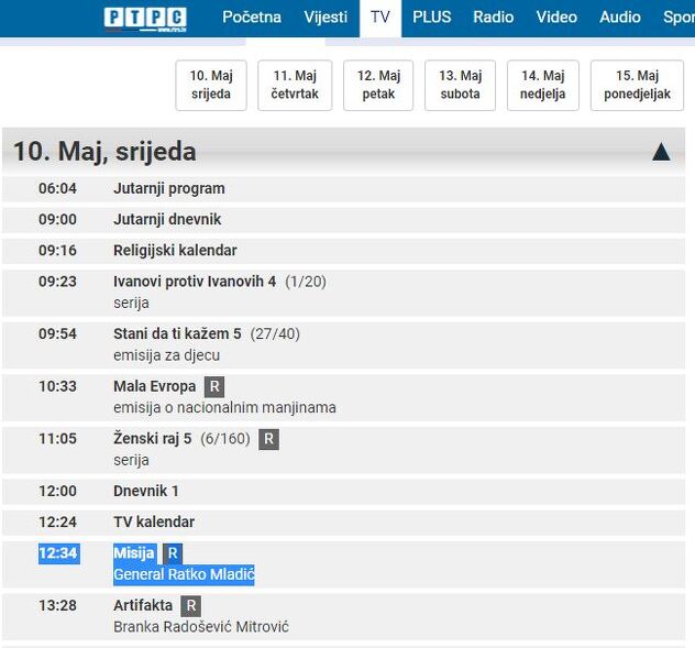Program RTRS-a za 10. maj 2023.