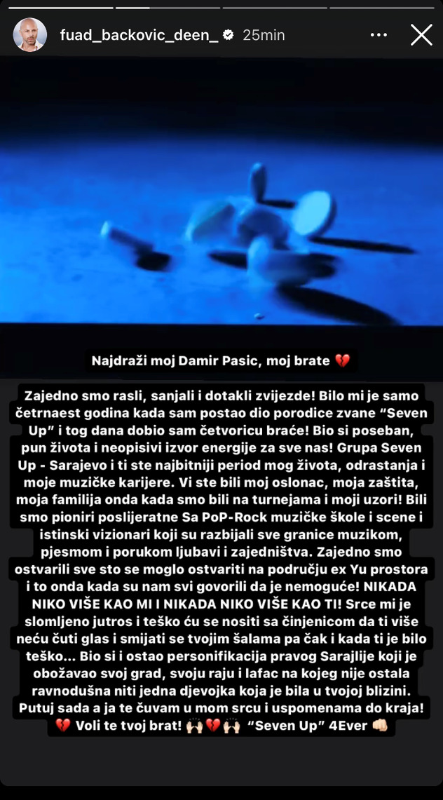 Deenov oproštaj od Damira Pašića Dadija (Foto: Instagram)