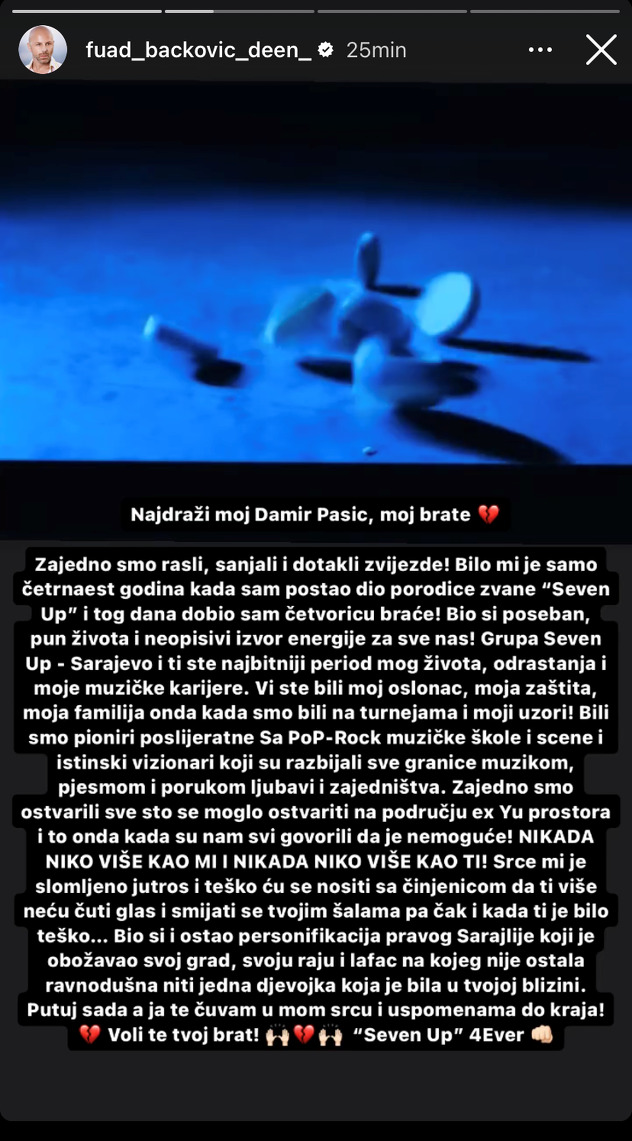 Deenov oproštaj od Damira Pašića Dadija (Foto: Instagram)
