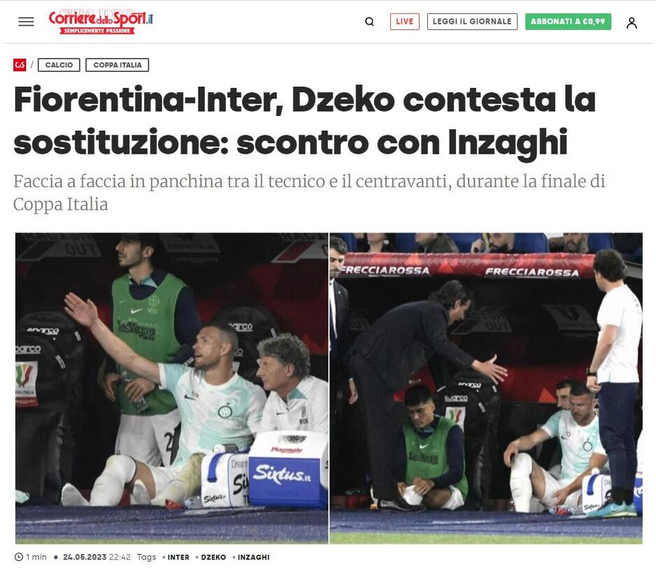 Tekst Corriere dello Sporta
