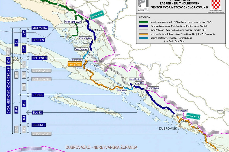Mreža autoceste na jugu Hrvatske