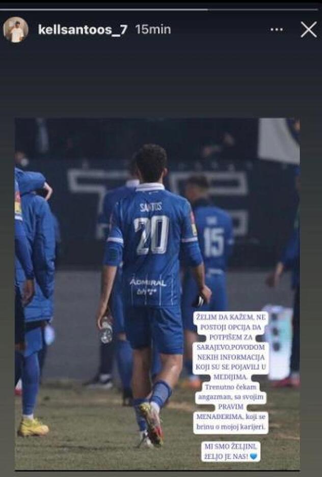 Objava Santosa na društvenoj mreži Instagram
