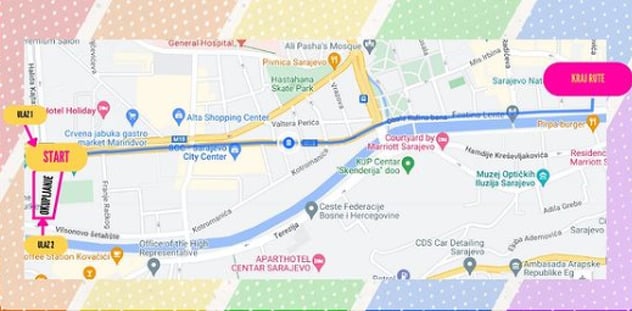 Ruta kretanja četvrte Bh. povorke ponosa (Foto: Instagram)