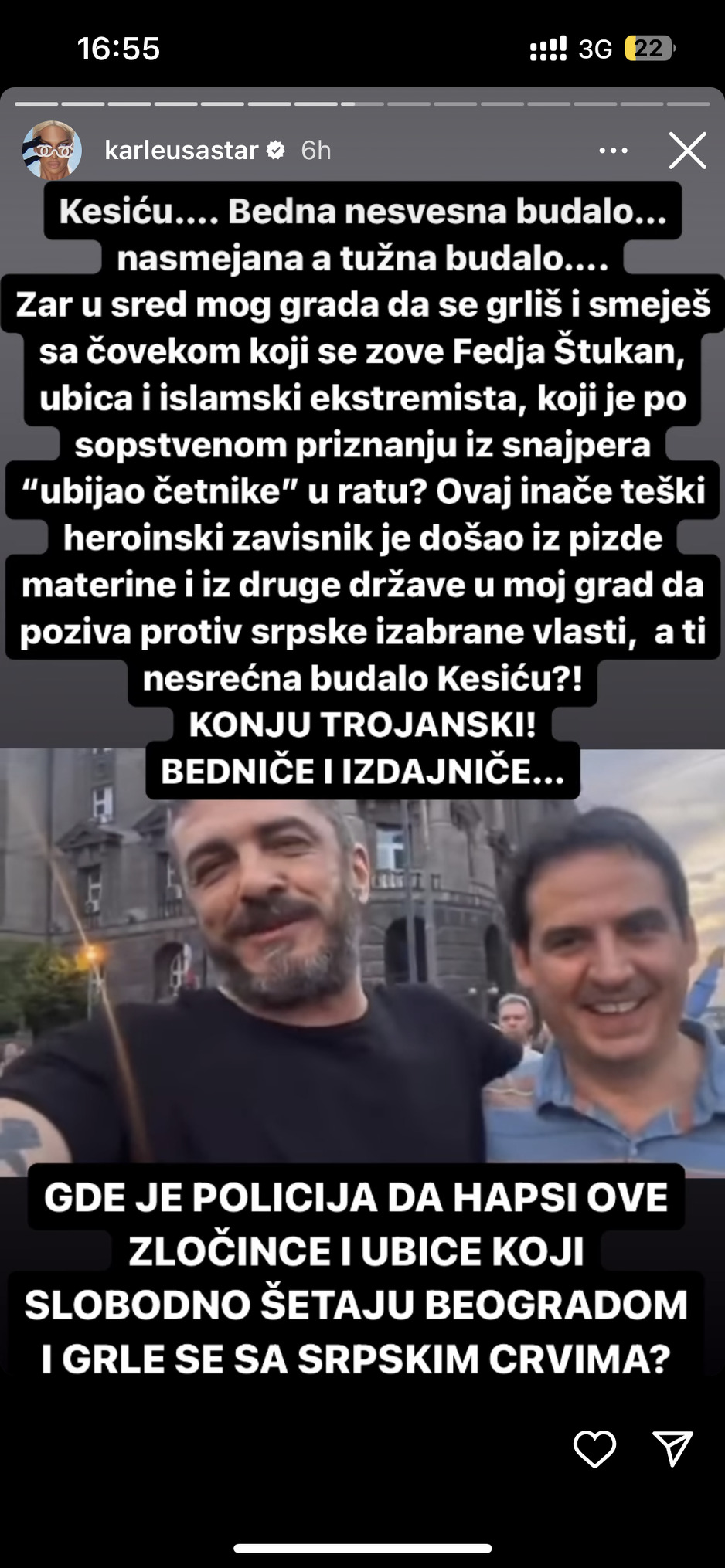 Verbalni napad Jelene Karleuše na Feđu Štukana (Screenshot: Instagram)