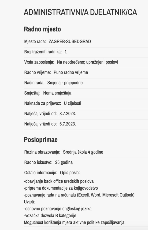 Oglas na Berzi rada