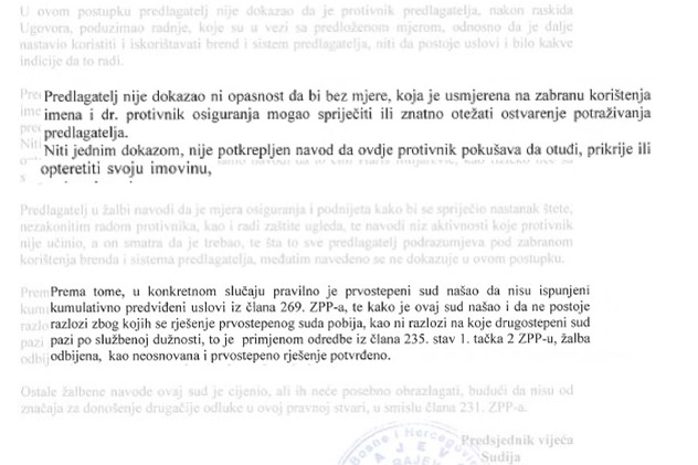 Dio iz odluke suda