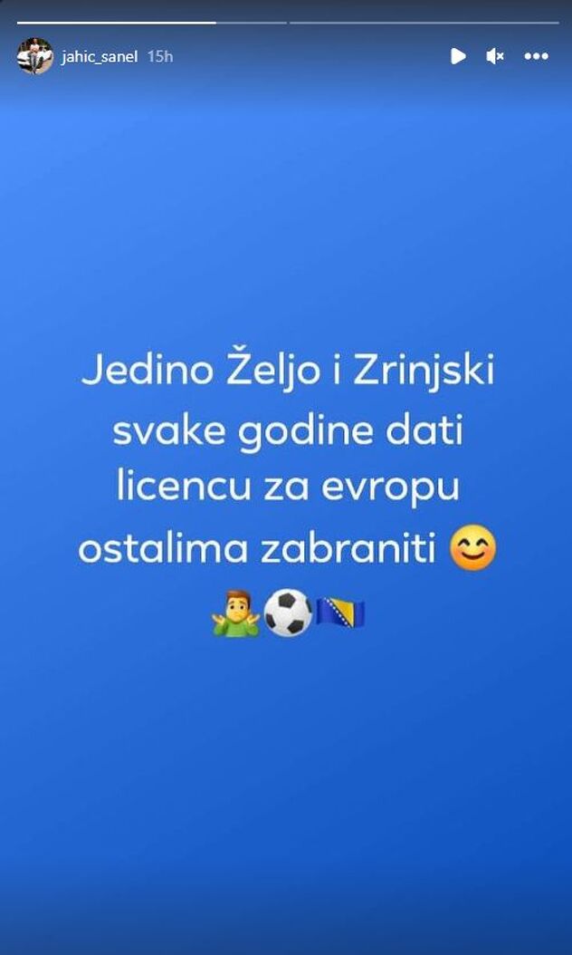 Status Sanela Jahića na Instagramu (Foto: Screenshot)