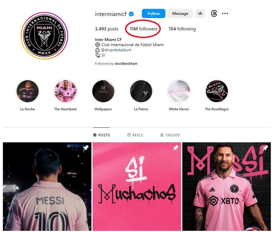 Inter Miami ima 11 miliona pratitelja na Instagramu