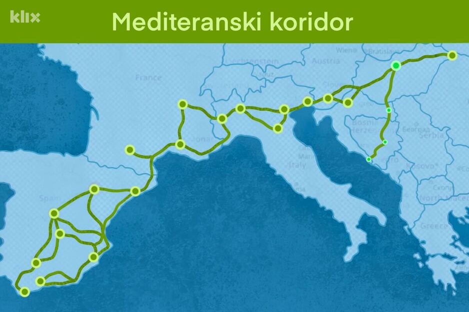 Trasa Mediteranskog koridora (Ilustracija: A.L./Klix.ba)