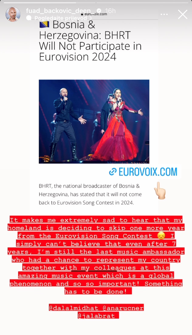 Screenshot Deenove objave na Instagramu