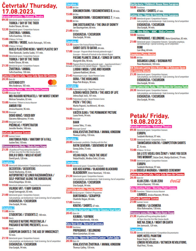 Izmijenjeni raspored projekcija