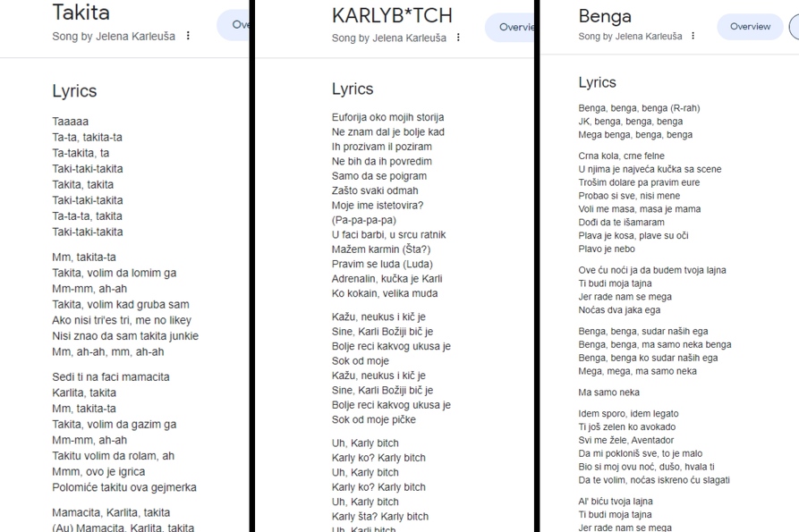 Tekstovi pjesama s Jeleninog albuma