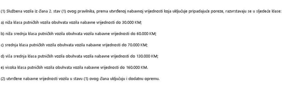 Klase službenih vozila