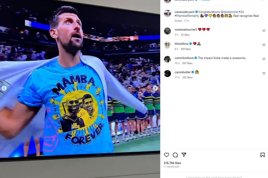 Objava Vanesse Bryant na Instagramu (Foto: Screenshot)
