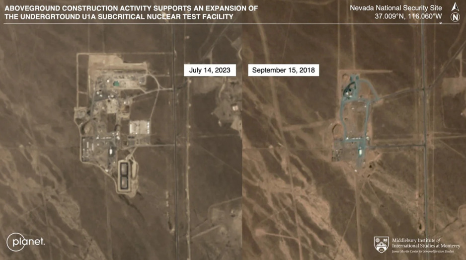 Građevinska aktivnost, Nevada National Security Site od 2018. do 2023., Foto: Planet Labs PBC