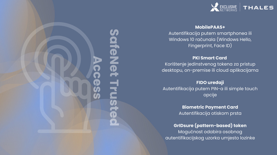 SafeNet Trusted Access nudi široki raspon opcija za provjeru autentičnosti