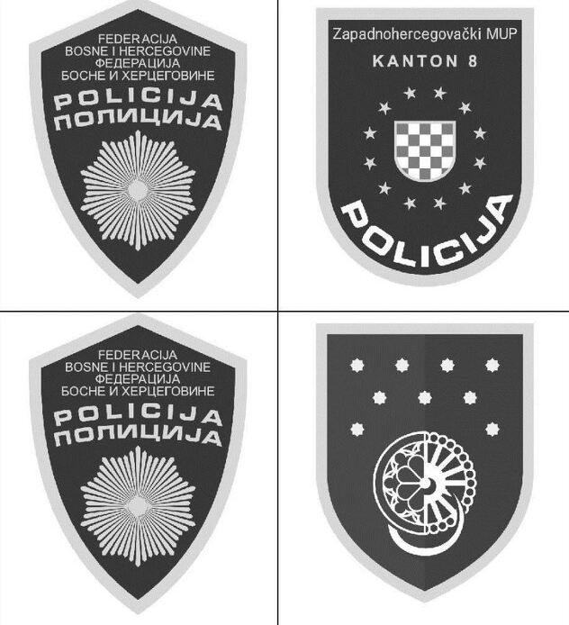 Oznake na desnom i lijevom rukavu policijske uniforme (primjer za ZHK i KS)